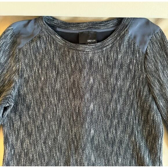 ANTHROPOLOGIE Greylin Textured Mixed Media Sweater Zip Cuffs Pleated Hem Fall S - Picture 3 of 9